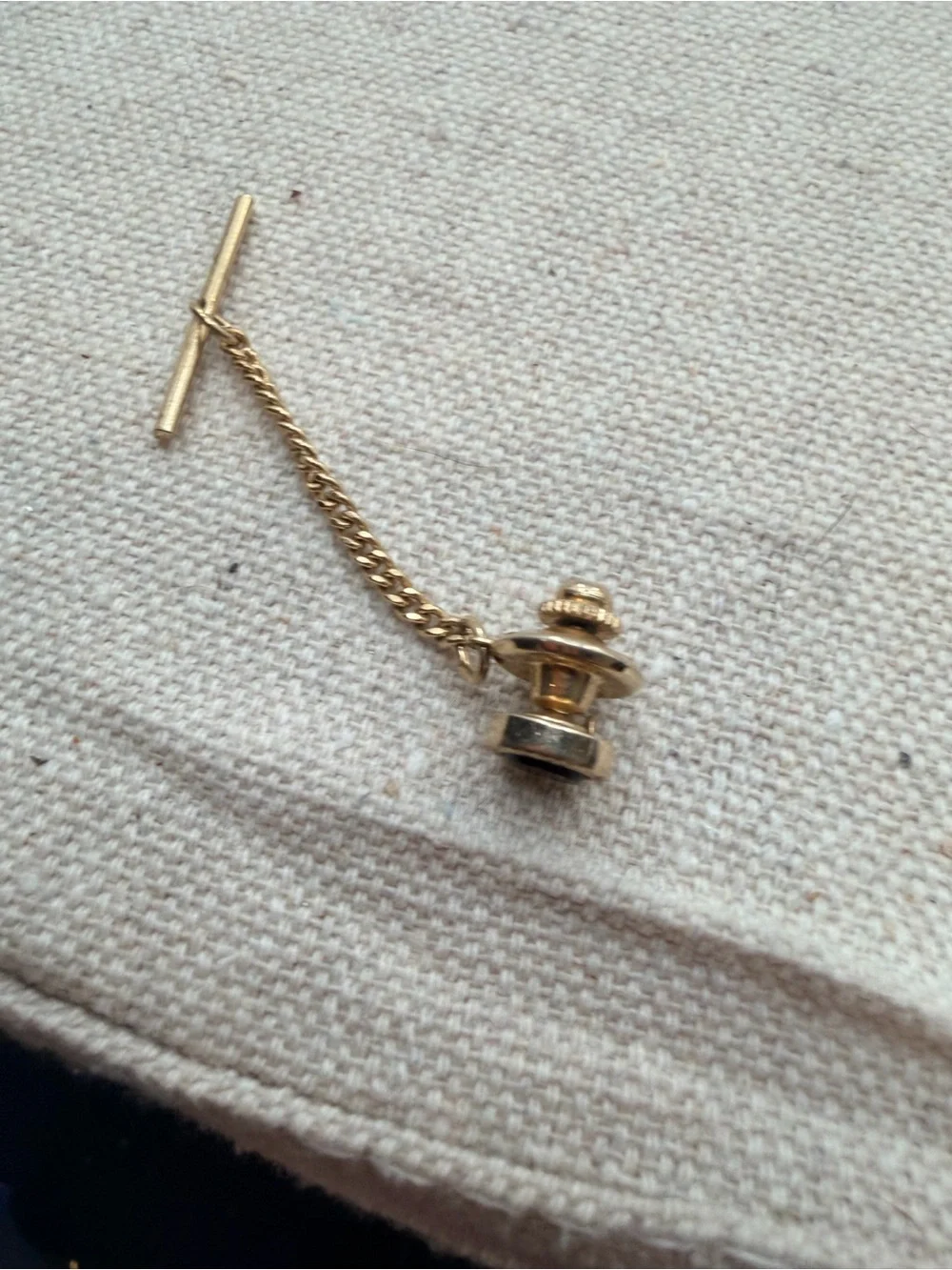 Gold Tone Black Onyx Stud Tie Pin